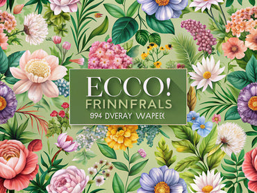Eco-friendly floral wallpaper design featuring vibrant flowers and lush greenery, perfect for home decor.