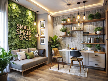 A stylish small space interior featuring textured wallpaper, showcasing depth and visual interest with elegant decor and soft lighting.