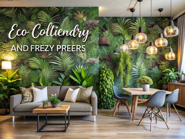Eco-friendly and custom wallpapers in a beautifully decorated room, showcasing sustainable home décor with natural elements and personalized touches.