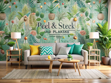 A cozy living room showcasing various peel-and-stick wallpapers in vibrant patterns, illustrating the ease of revamping your space with stylish decor.