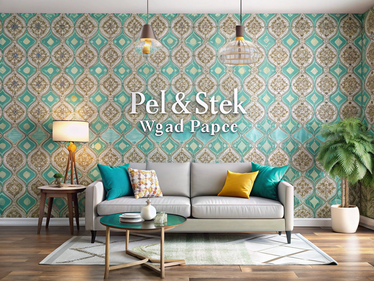 Modern living room featuring stylish peel-and-stick wallpaper, showcasing intricate patterns and vibrant colors as sophisticated decor solutions.