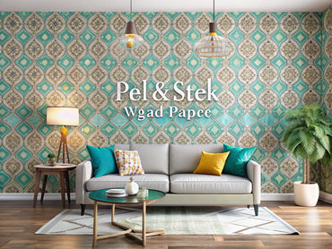 Modern living room featuring stylish peel-and-stick wallpaper, showcasing intricate patterns and vibrant colors as sophisticated decor solutions.