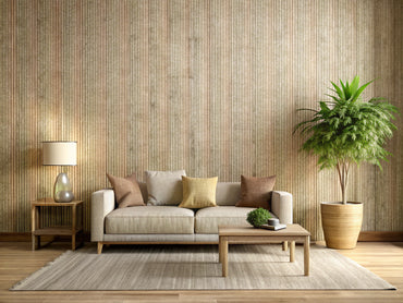 Modern interior showcasing grasscloth, silk, and jute textured wallpapers with minimalist furniture and natural light