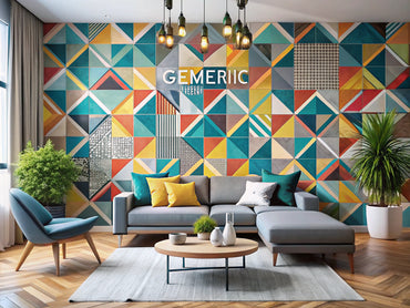 A stylish modern living space showcasing bold geometric wallpaper designs, illustrating the dynamic impact of geometric patterns in contemporary home decor.