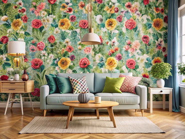 A cozy and stylish room showcasing a DIY decor project using peel-and-stick wallpaper, highlighting creativity and versatility in home decoration.