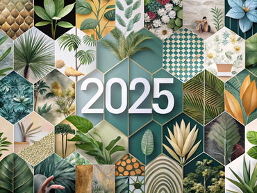 Feature image showcasing a blend of nature-inspired motifs and geometric patterns for modern wallpaper designs in 2025.
