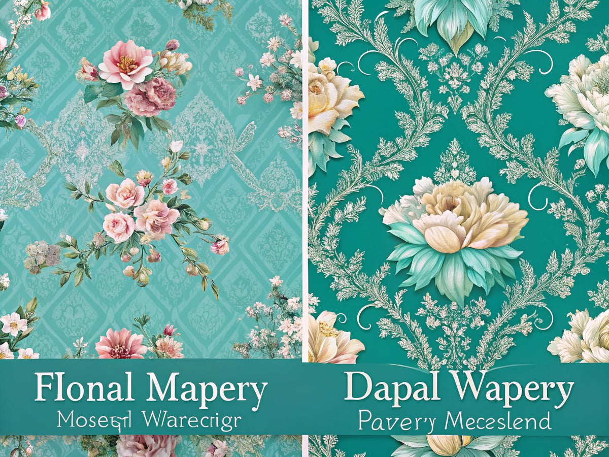 Floral Majesty and Teal Diamond Elegance Wallpaper Comparison