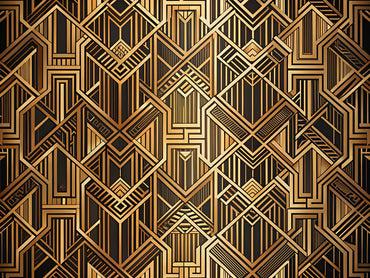 Vintage-inspired art deco wallpaper design featuring geometric patterns and motifs, reflecting the styles of mirage and golden geometric maze.