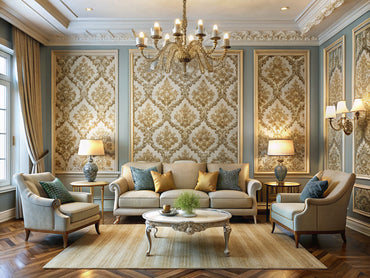 A beautifully decorated room showcasing seamless wallpaper installation, highlighting precision and artistry in the application process.