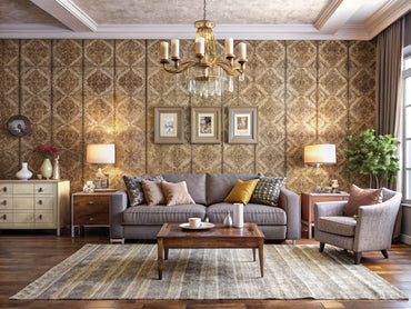 A beautifully designed interior showcasing various styles of textured wallpaper, highlighting its depth and character in home decor.