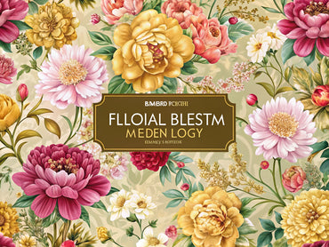 A vibrant feature image showcasing floral wallpaper designs, comparing 'Floral Majesty' with colorful flowers and 'Golden Bloom Retro' with a vintage floral pattern.
