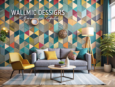 A collection of modern geometric wallpaper designs showcasing vibrant colors and artistic patterns.