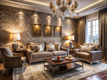 Cozy living area showcasing textured wallpaper that adds depth and richness to interior design.