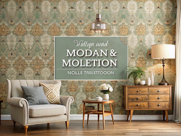 A stylish interior showcasing a blend of vintage and modern wallpaper designs, appealing to design enthusiasts and homeowners.