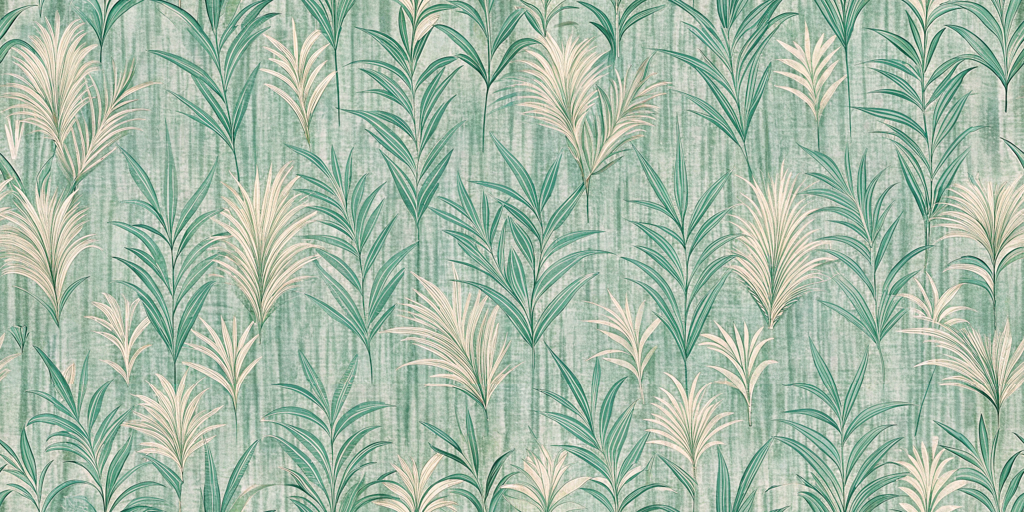 Eco-friendly Verdant Oasis wallpaper featuring lush plant motifs on a soothing green backdrop, perfect for sustainable home decor.