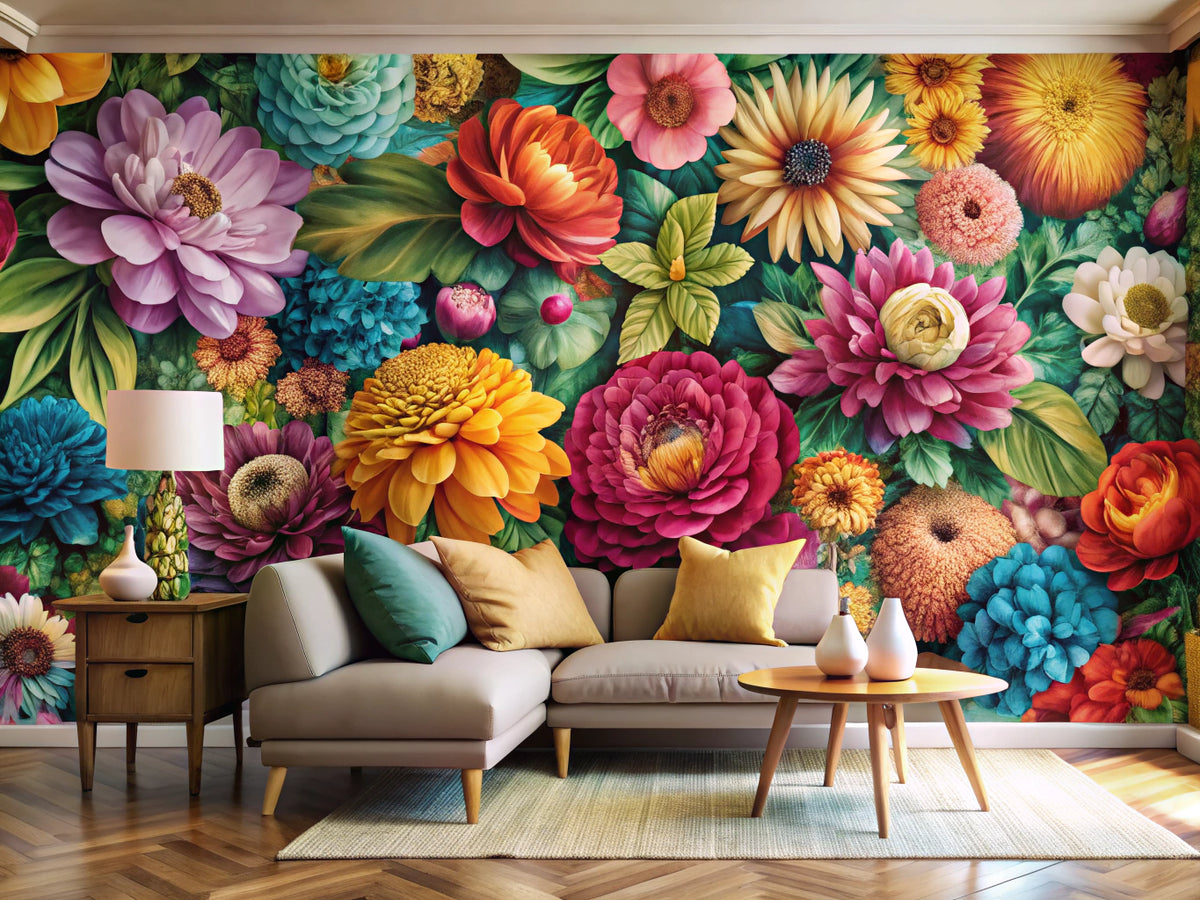 Bold floral wallpaper design transforming a room with vibrant colors and statement walls.