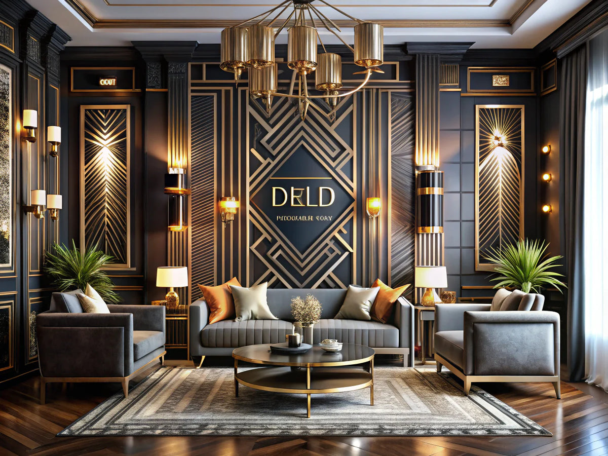 Elegant Art Deco interior design featuring geometric patterns and luxurious materials, reflecting the timeless sophistication of Art Deco style in modern settings.