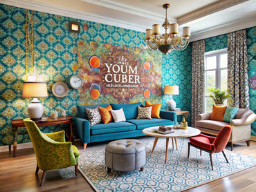 A stylish interior featuring personalized custom wallpaper that transforms the space with unique patterns and colors.