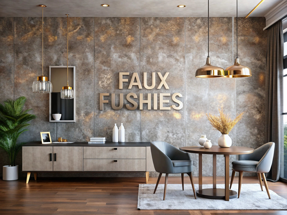 Modern interior showcasing bold textured wallpaper design, highlighting the revival of faux finishes in wallpaper.
