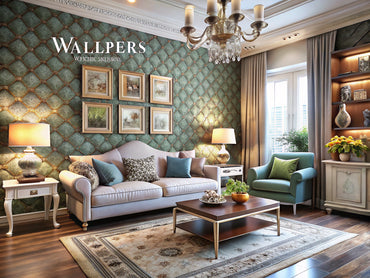 A stylish interior room featuring various textured wallpapers that enhance depth and dimension in the decor.