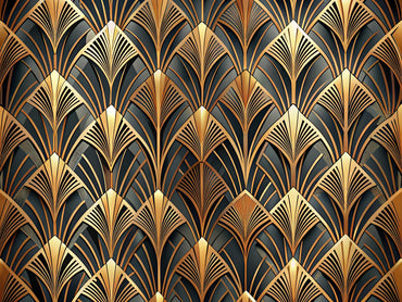 Luxurious Art Deco wallpaper featuring bold geometric patterns and rich colors in a stylish interior setting, showcasing timeless elegance and modern sophistication.