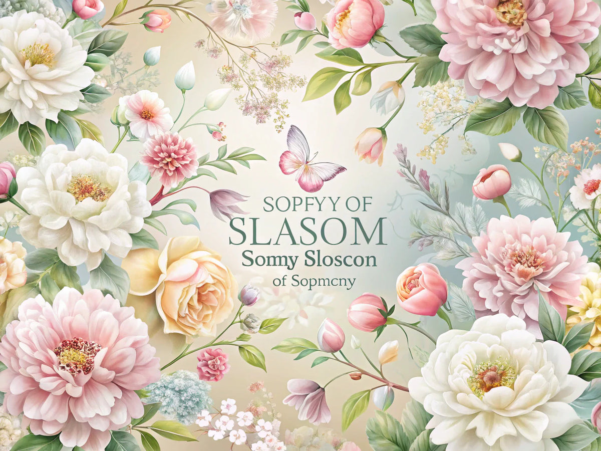 Elegant floral design representing the Blossom Symphony wallpaper, showcasing a symphony of blossoms in soft pastel colors, reflecting luxury and beauty.