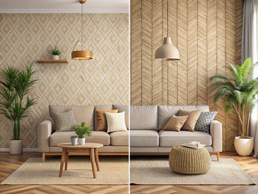 Textured wallpaper comparison for cozy home atmosphere