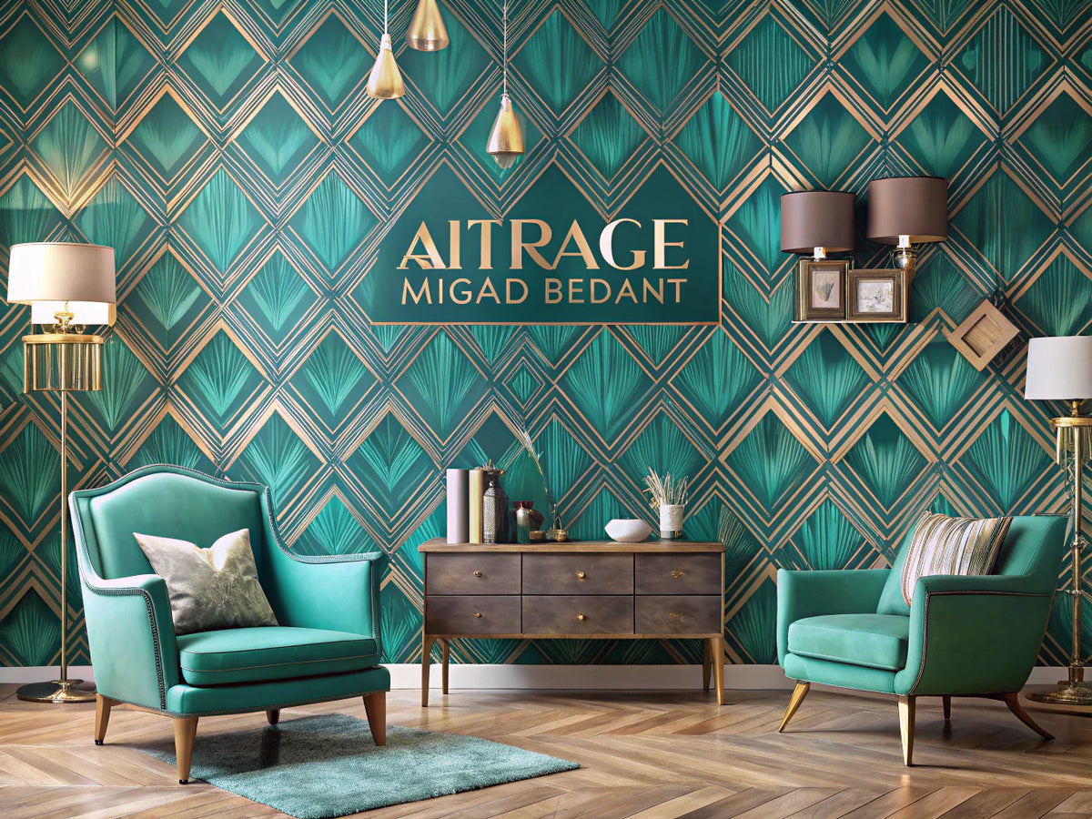 Art Deco Mirage and Teal Diamond Elegance Wallpaper for Vintage-Modern Fusion Decor