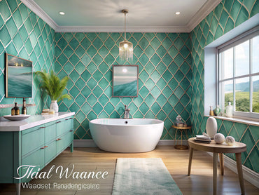 Elegant bathroom showcasing waterproof wallpaper designs, highlighting modern aesthetics and practical use in humid environments.