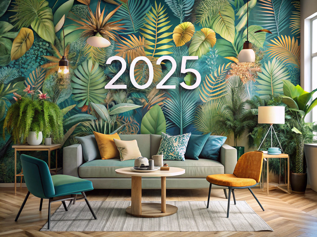Explore modern wallpaper trends with nature-inspired designs and bold artistic patterns for 2025, showcasing eco-friendly materials and personalized home interiors.