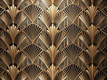Elegant Art Deco wallpaper featuring geometric patterns and metallic accents, reflecting the sophistication of the Roaring Twenties.