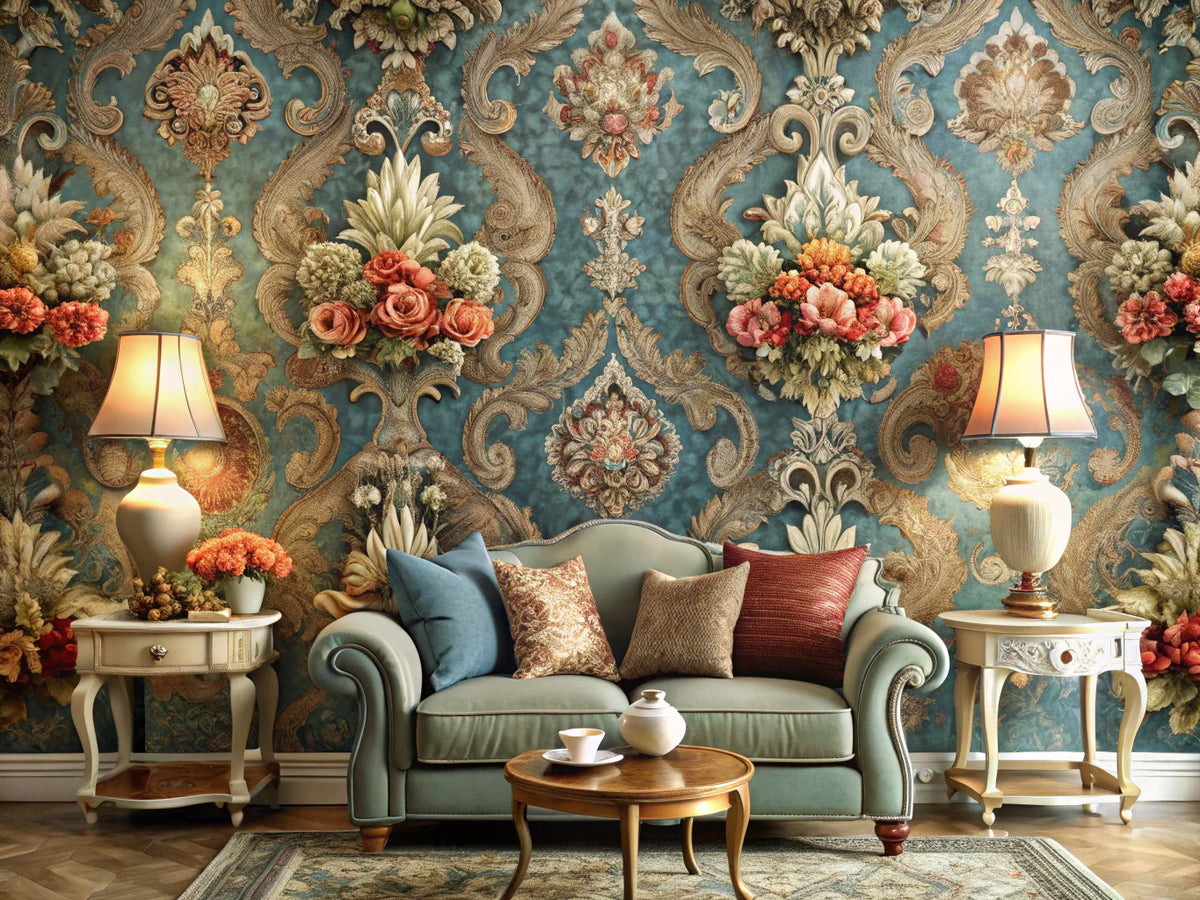 A collection of beautifully textured wallpaper designs showcasing various patterns and colors, highlighting the benefits of textured wallpapers in home decor.