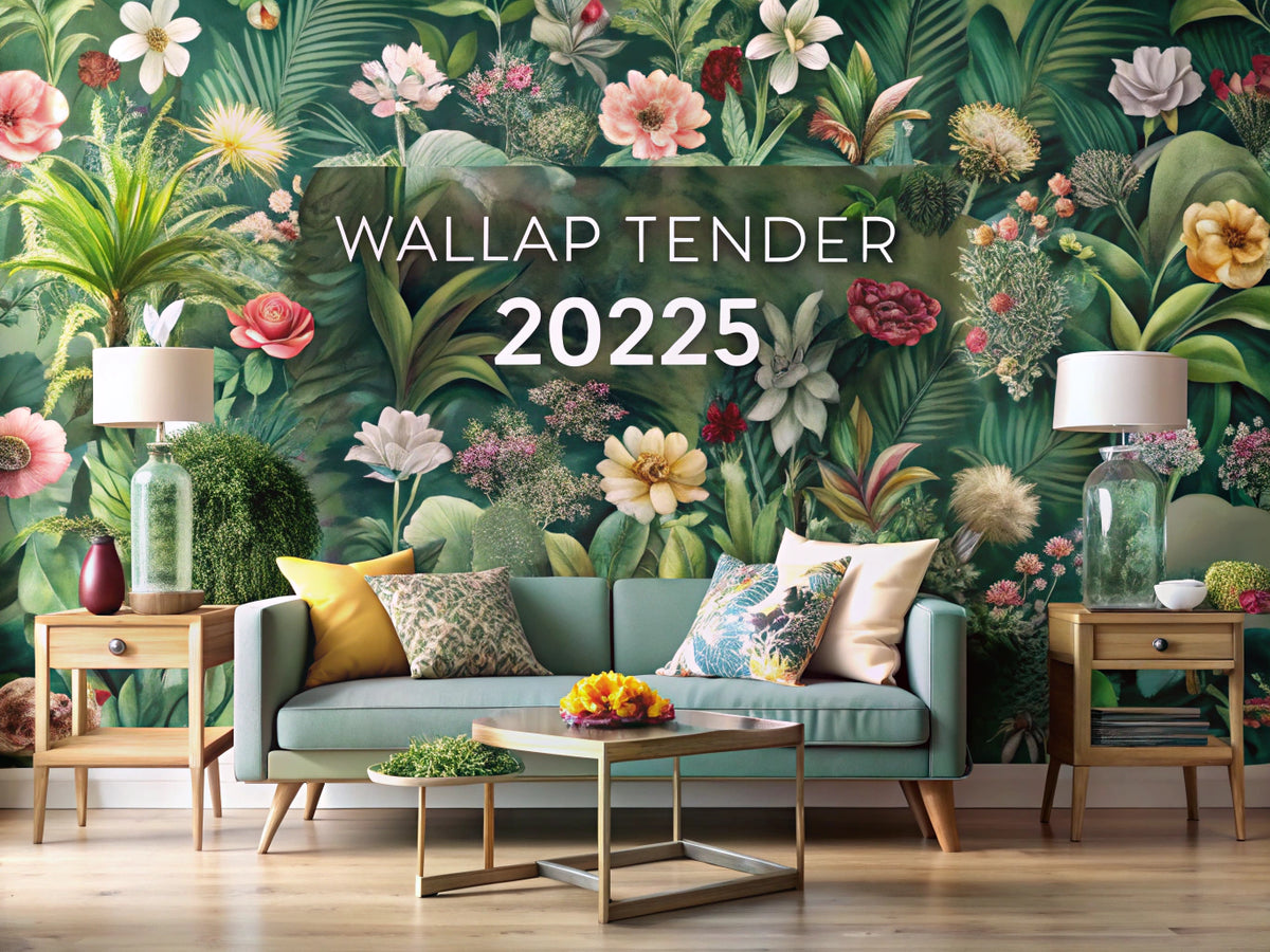 Nature-inspired wallpaper featuring floral and botanical designs in a stylish interior, reflecting 2025 trends.