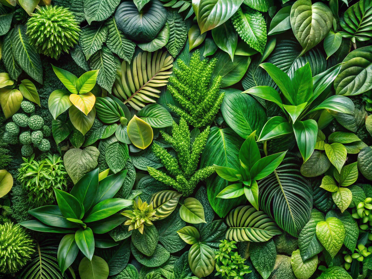 Eco-friendly wallpaper designs featuring natural textures and green colors, promoting sustainability and environmental consciousness.