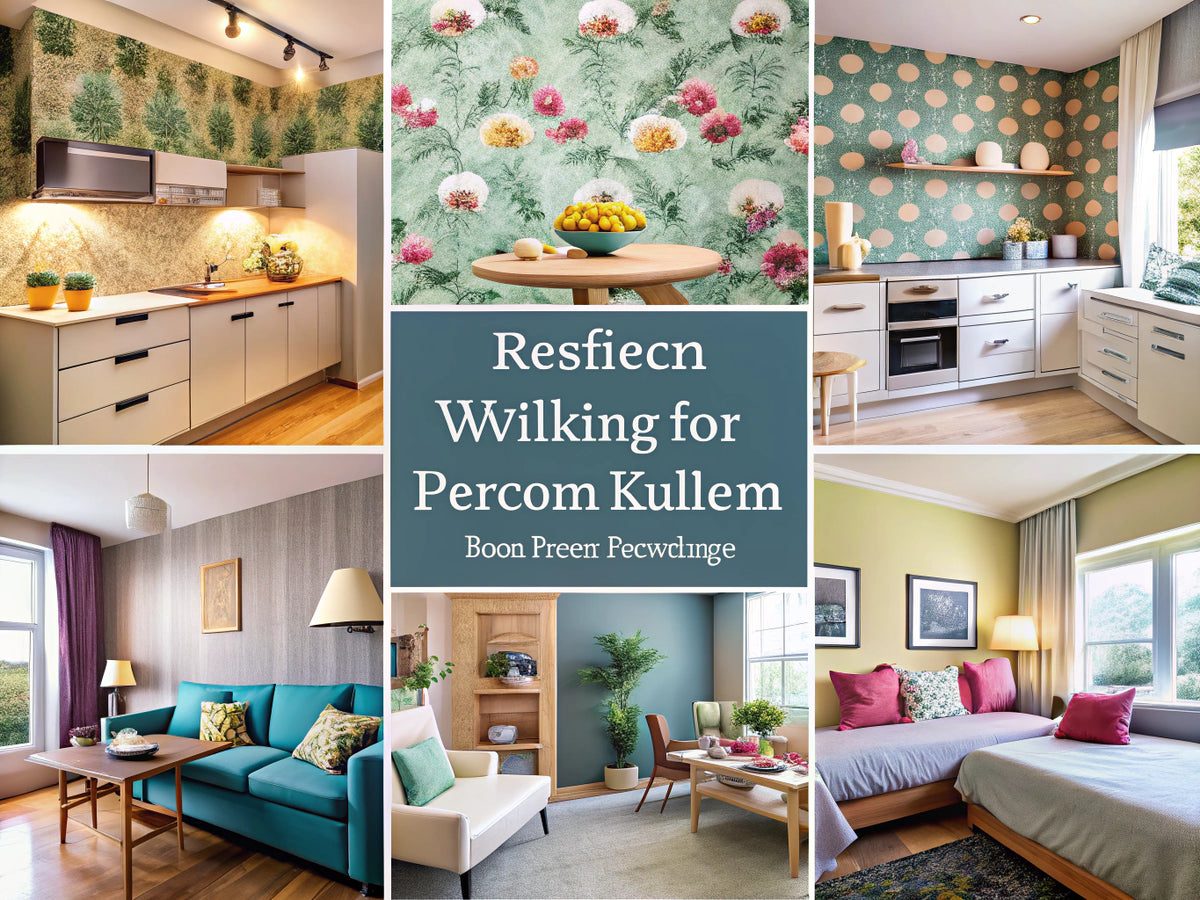 A beautifully decorated room showcasing various wallpaper designs suitable for bedrooms, living rooms, and kitchens, reflecting the theme of selecting the perfect wallpaper for each room.