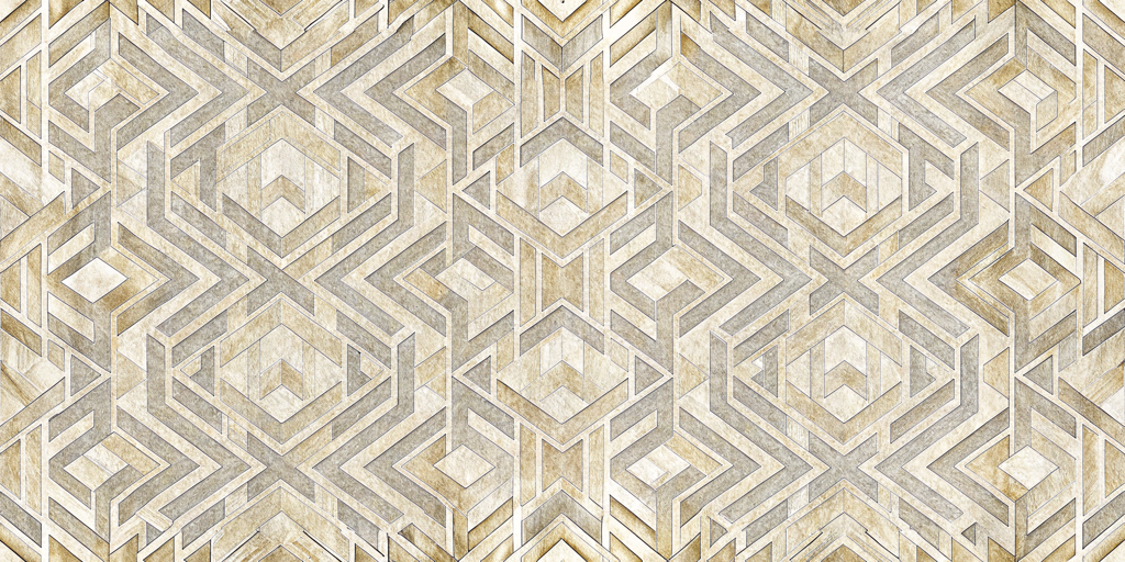 Golden Geometric Maze wallpaper featuring bold geometric patterns for modern interiors in 2025