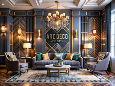 Elegant Art Deco interior showcasing glamorous decor elements and geometric patterns, representing the revival of Art Deco style in home decor.