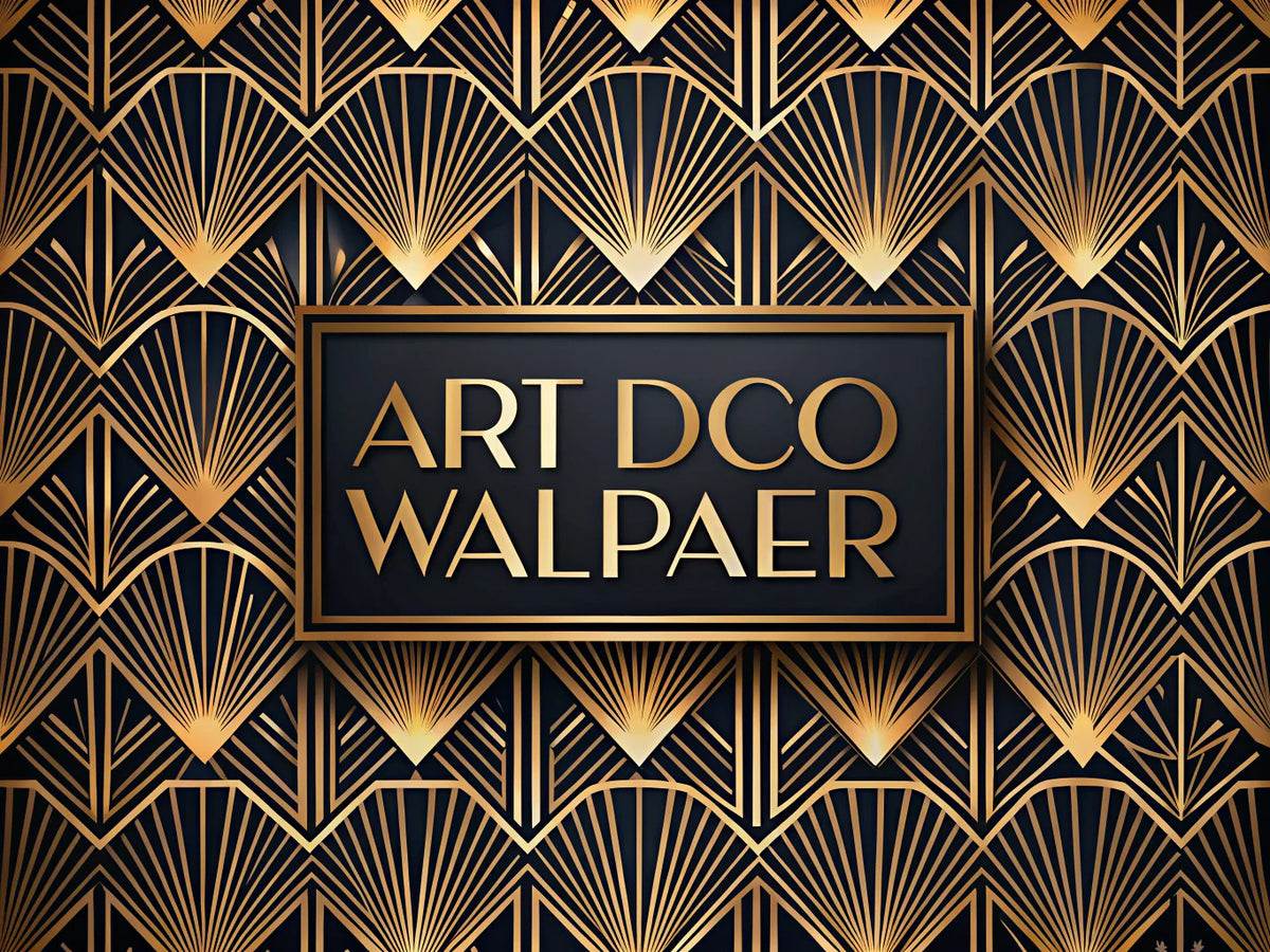 Elegant Art Deco wallpaper featuring geometric patterns and rich colors, embodying timeless elegance and modern flair.