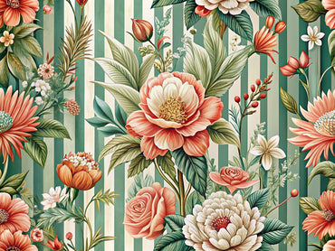 A vibrant feature image showcasing intricate floral motifs in coral, ivory, and sage hues, reflecting the bold accent style of the Floral Majesty wallpaper for modern home decor in 2025.