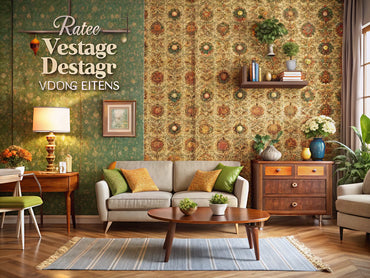 Cozy living room showcasing retro and vintage wallpaper designs, blending nostalgia with modern decor.