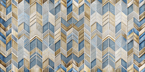 Abstract waves in Azure Chevron Harmony pattern flow smoothly.