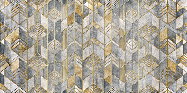 Luxurious gold-toned maze with clean geometric design