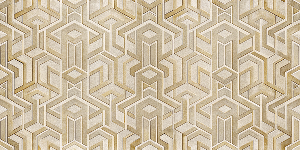 Intricate design featuring gold and geometric harmony.