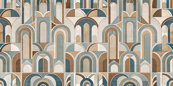 Geometric arches wallpaper in neutral color tones