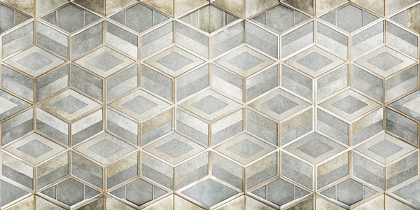 Geometric cube with a hypnotic optical illusion effect.